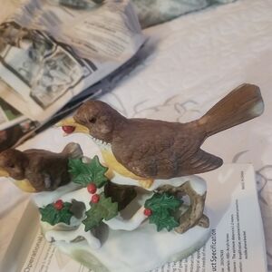 Decorative Brown and Yellow Bird Figurine